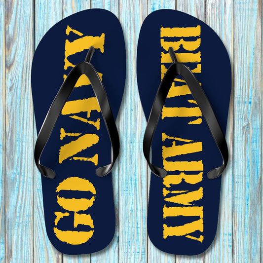 Go Navy Beat Army Flip Flops | Military Rivalry Shower Shoes