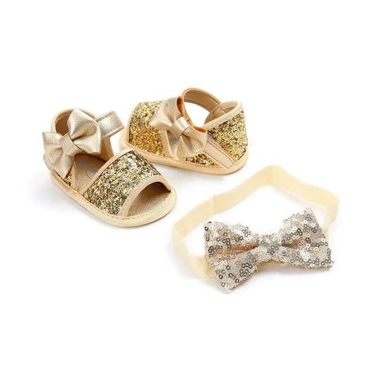 Gold Sequined Baby Shoes Princess Sandals